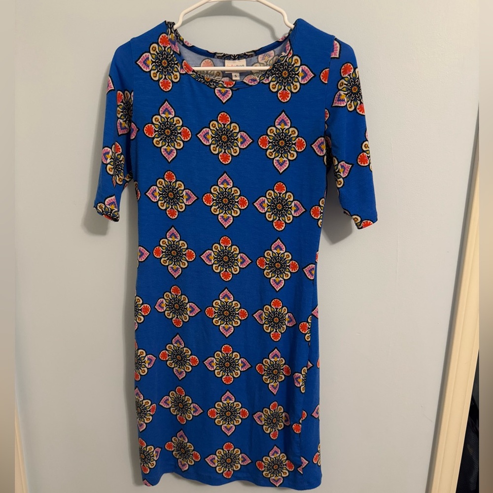LuLaRoe Julia Dress Blue Mandala Size Small